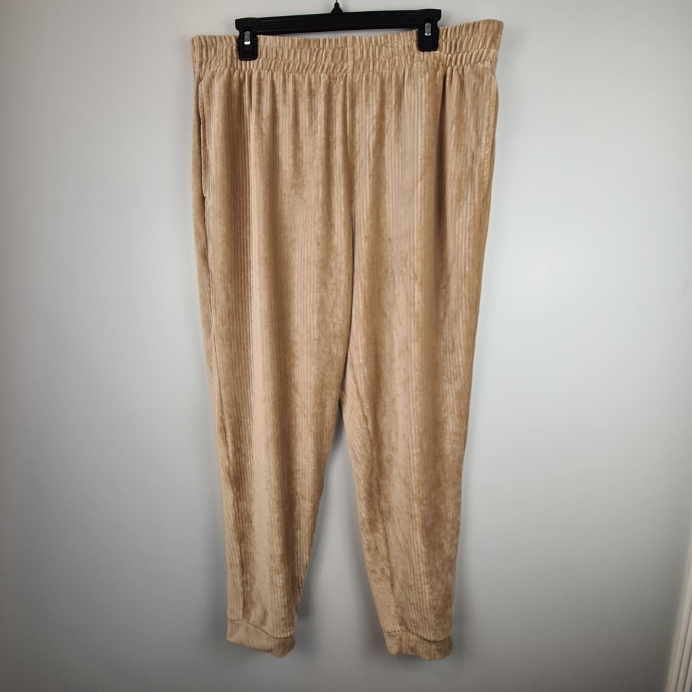 Cobble Lane Womens Joggers XL Curdoroy High Rise Pull On Pants Rebbed Drawstring